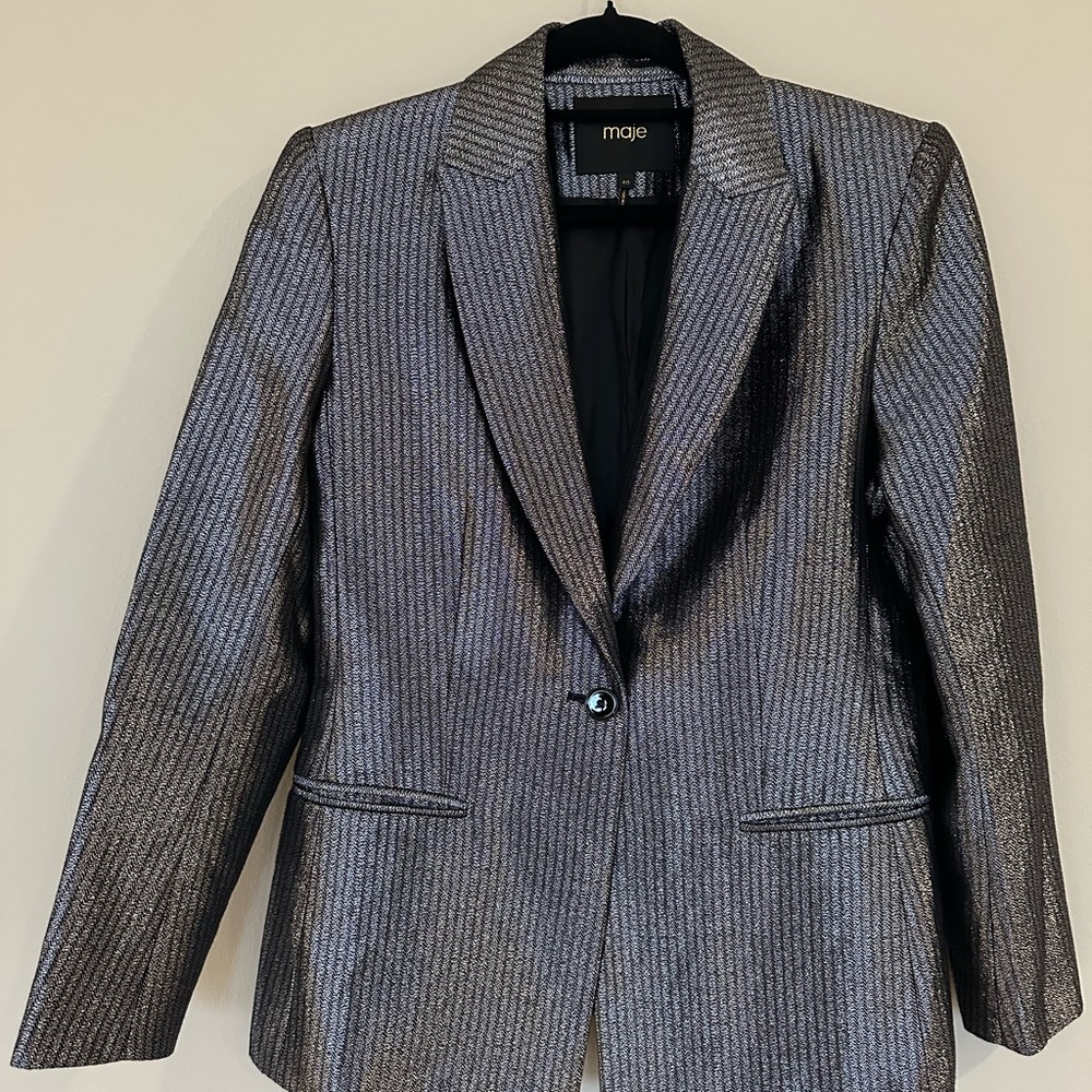 Maje Silver Blazer With Structured Silhouette - image 1